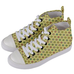 A Hexagonal Pattern Women s Mid-top Canvas Sneakers by Pakrebo