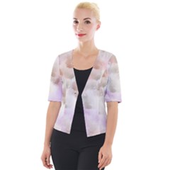 Abstract Watercolor Seamless Cropped Button Cardigan by Pakrebo