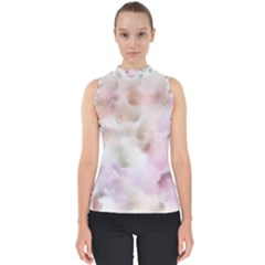 Abstract Watercolor Seamless Mock Neck Shell Top by Pakrebo