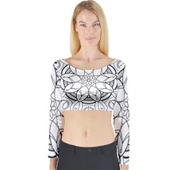 Mandala Drawing Dyes Page Long Sleeve Crop Top by Pakrebo