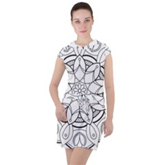 Mandala Drawing Dyes Page Drawstring Hooded Dress