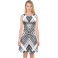 Pattern Tile Repeating Geometric Capsleeve Midi Dress by Pakrebo