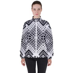 Pattern Tile Repeating Geometric High Neck Windbreaker (women) by Pakrebo