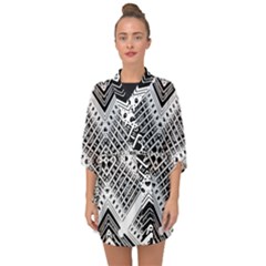 Pattern Tile Repeating Geometric Half Sleeve Chiffon Kimono by Pakrebo