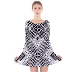 Pattern Tile Repeating Geometric Long Sleeve Velvet Skater Dress by Pakrebo