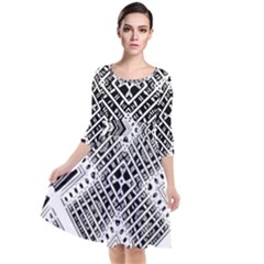 Pattern Tile Repeating Geometric Quarter Sleeve Waist Band Dress by Pakrebo