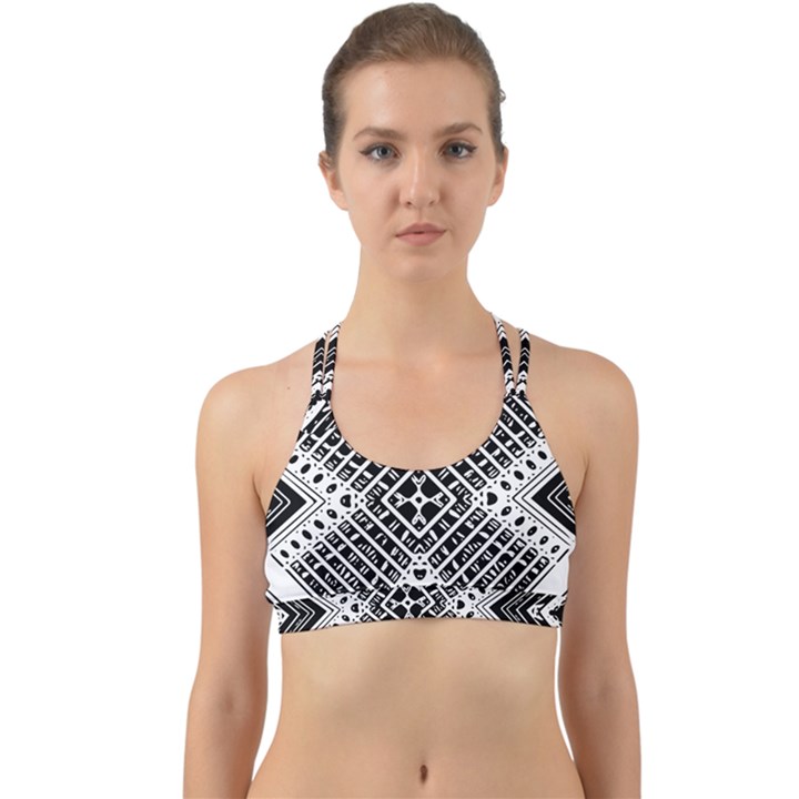 Pattern Tile Repeating Geometric Back Web Sports Bra