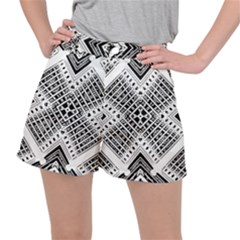 Pattern Tile Repeating Geometric Stretch Ripstop Shorts by Pakrebo