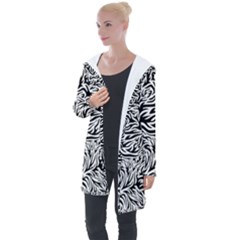 Flames Fire Pattern Digital Art Longline Hooded Cardigan