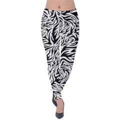 Flames Fire Pattern Digital Art Velvet Leggings by Pakrebo