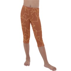 Autumn Leaves Repeat Pattern Kids  Lightweight Velour Capri Leggings 