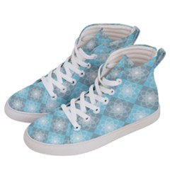 White Light Blue Gray Tile Men s Hi-top Skate Sneakers by Pakrebo