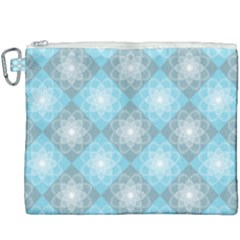 White Light Blue Gray Tile Canvas Cosmetic Bag (xxxl) by Pakrebo