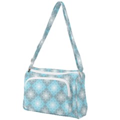 White Light Blue Gray Tile Front Pocket Crossbody Bag