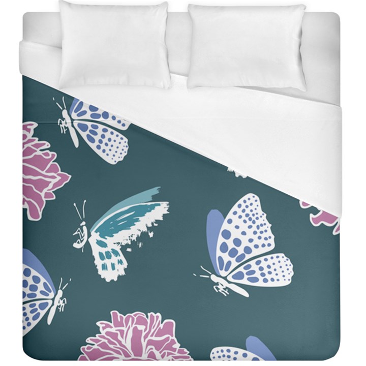 Butterfly Pattern Dead Death Rose Duvet Cover (King Size)