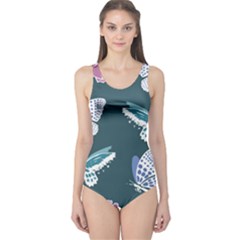 Butterfly Pattern Dead Death Rose One Piece Swimsuit by Pakrebo