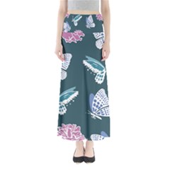 Butterfly Pattern Dead Death Rose Full Length Maxi Skirt by Pakrebo