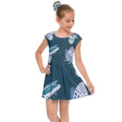 Butterfly Pattern Dead Death Rose Kids  Cap Sleeve Dress by Pakrebo