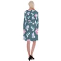 Butterfly Pattern Dead Death Rose Long Sleeve Velvet Front Wrap Dress View2