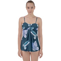 Butterfly Pattern Dead Death Rose Babydoll Tankini Set by Pakrebo