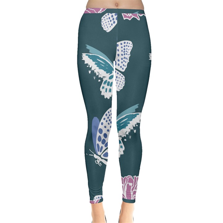 Butterfly Pattern Dead Death Rose Inside Out Leggings