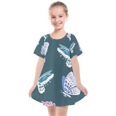 Butterfly Pattern Dead Death Rose Kids  Smock Dress by Pakrebo