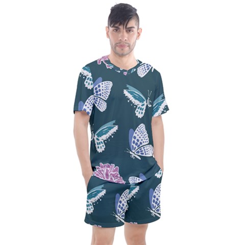 Butterfly Pattern Dead Death Rose Men s Mesh Tee And Shorts Set by Pakrebo