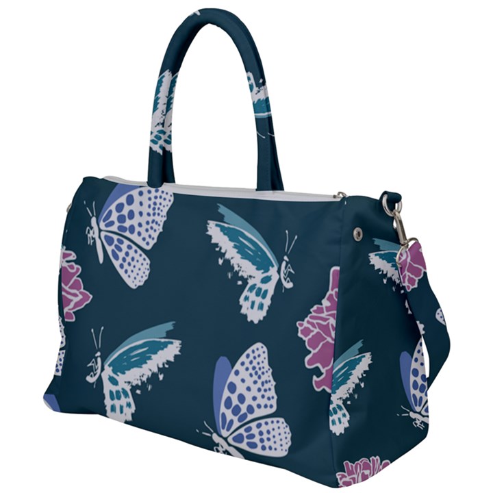 Butterfly Pattern Dead Death Rose Duffel Travel Bag