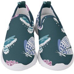 Butterfly Pattern Dead Death Rose Kids  Slip On Sneakers