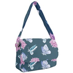 Butterfly Pattern Dead Death Rose Courier Bag by Pakrebo