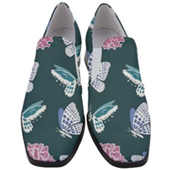 Butterfly Pattern Dead Death Rose Slip On Heel Loafers