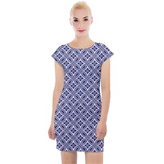 Wreath Differences Indigo Deep Blue Cap Sleeve Bodycon Dress by Pakrebo