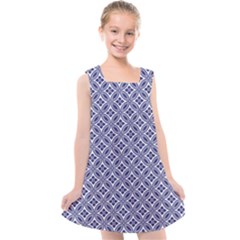 Wreath Differences Indigo Deep Blue Kids  Cross Back Dress by Pakrebo