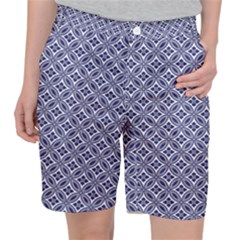 Wreath Differences Indigo Deep Blue Pocket Shorts by Pakrebo