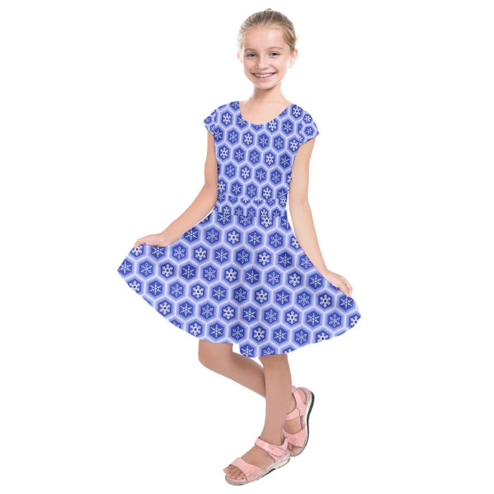 A Hexagonal Pattern Kids  Short Sleeve Dress