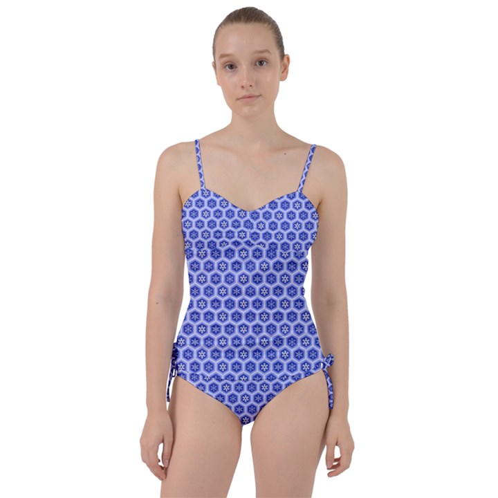 A Hexagonal Pattern Sweetheart Tankini Set