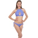 A Hexagonal Pattern Cross Front Halter Bikini Set View1