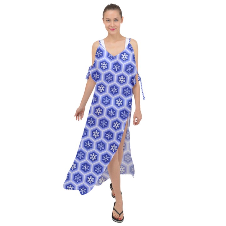 A Hexagonal Pattern Maxi Chiffon Cover Up Dress