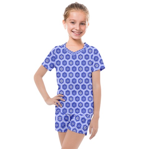 A Hexagonal Pattern Kids  Mesh Tee And Shorts Set by Pakrebo