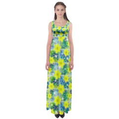 Narcissus Yellow Flowers Winter Empire Waist Maxi Dress