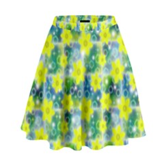 Narcissus Yellow Flowers Winter High Waist Skirt by Pakrebo