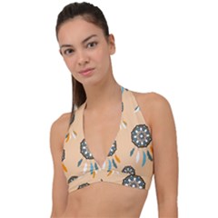 Dreamcatcher Pattern Pen Background Halter Plunge Bikini Top