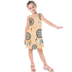 Dreamcatcher Pattern Pen Background Kids  Sleeveless Dress by Pakrebo