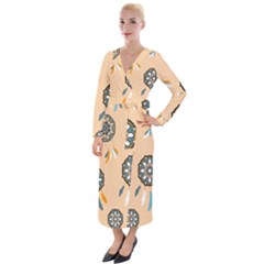 Dreamcatcher Pattern Pen Background Velvet Maxi Wrap Dress