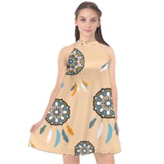 Dreamcatcher Pattern Pen Background Halter Neckline Chiffon Dress  by Pakrebo