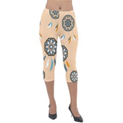 Dreamcatcher Pattern Pen Background Lightweight Velour Capri Leggings  by Pakrebo