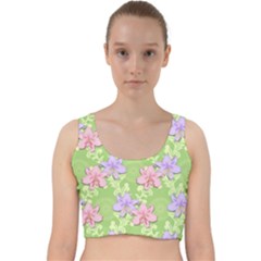 Lily Flowers Green Plant Natural Velvet Racer Back Crop Top