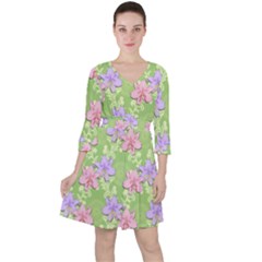 Lily Flowers Green Plant Natural Ruffle Dress by Pakrebo