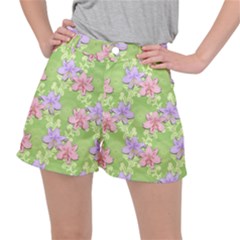 Lily Flowers Green Plant Natural Stretch Ripstop Shorts