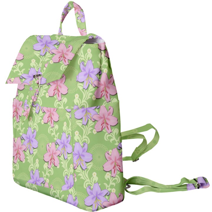 Lily Flowers Green Plant Natural Buckle Everyday Backpack